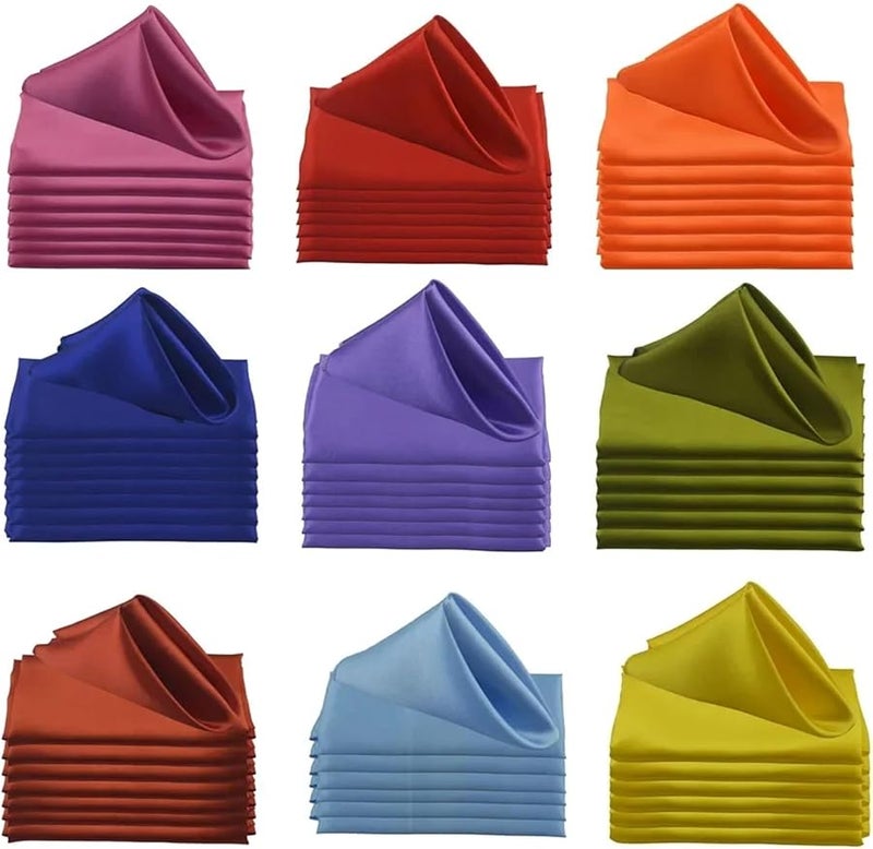 مناديل قماش ساتان أحمر النبيذ 30 قطعة 30 سم مربع لتزيين طاولة العشاء لحفلات الزفاف - Image 5